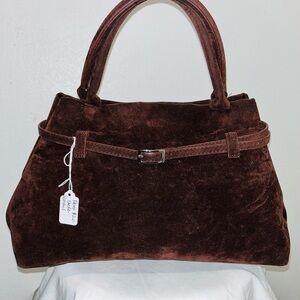 Elegant Brown Suede Handbag